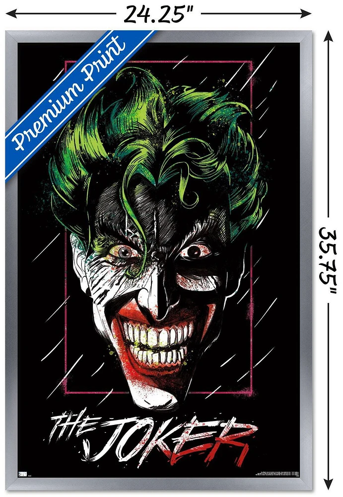 DC Comics - The Joker Up Close Wall Poster, 14.725" x 22.375" Framed