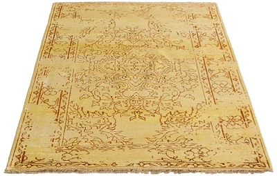 ECARPETGALLERY 5'7" x 7'6" Bordered Color Transition Hand-knotted Area Rug for Living Room, Dining Room and Bedroom in Yellow