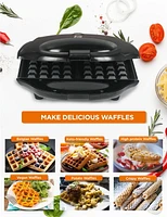 COMMERCIAL CHEF Waffle Maker, Nonstick Mini Waffle Maker, Easy-to-Clean Electric Waffle Iron for Breakfast Waffles with Cool Touch Housing & Power on Light Thermostat