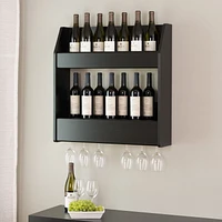 Prepac 28 in W x 28.5 in H x 7.25 in D Two-Tier Floating Wine and Liquor Rack