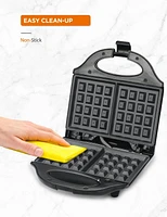 COMMERCIAL CHEF Waffle Maker, Nonstick Mini Waffle Maker, Easy-to-Clean Electric Waffle Iron for Breakfast Waffles with Cool Touch Housing & Power on Light Thermostat