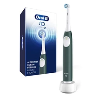 Oral-B iO Series 2 Rechargeable Electric Powered Toothbrush, Forest Green withentle Care Brush Head - Automatic Pressure Sensor to Protect Gums - 3 Modes - 2 Min Timer