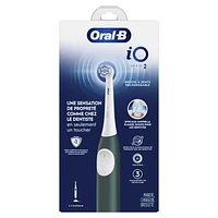 Oral-B iO Series 2 Rechargeable Electric Powered Toothbrush, Forest Green withentle Care Brush Head - Automatic Pressure Sensor to Protect Gums - 3 Modes - 2 Min Timer