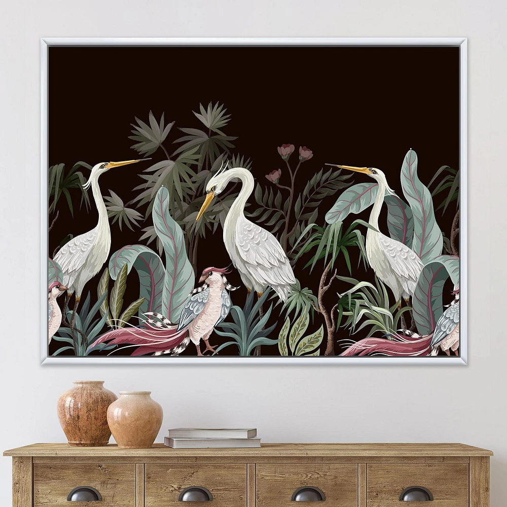 Designart Chinoiserie With Birds and Peonies III FLOAT FRAME WALL ART