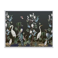 Designart Chinoiserie With Birds and Peonies IV FLOAT FRAME WALL ART