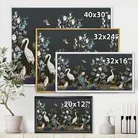 Designart Chinoiserie With Birds and Peonies IV FLOAT FRAME WALL ART