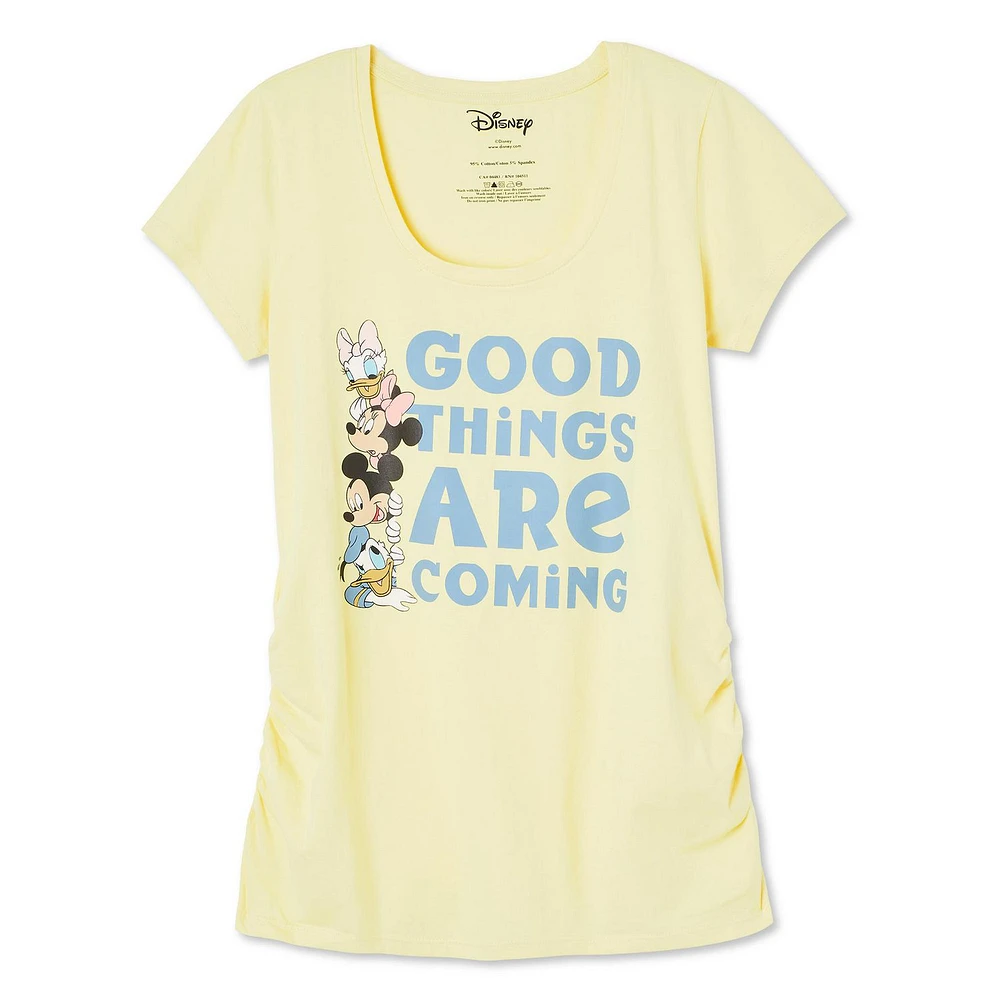Disney Women's Maternity Mickey Mouse and Friends Ruched Tee