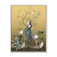 Designart Chinoiserie With Birds and Peonies VI FLOAT FRAME WALL ART