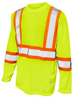 TOUGH DUCK LONG SLEEVE SAFETY T-SHIRT WITH 2" REFLECTIVE TAPE AND 4" CONTRAST BACKING.