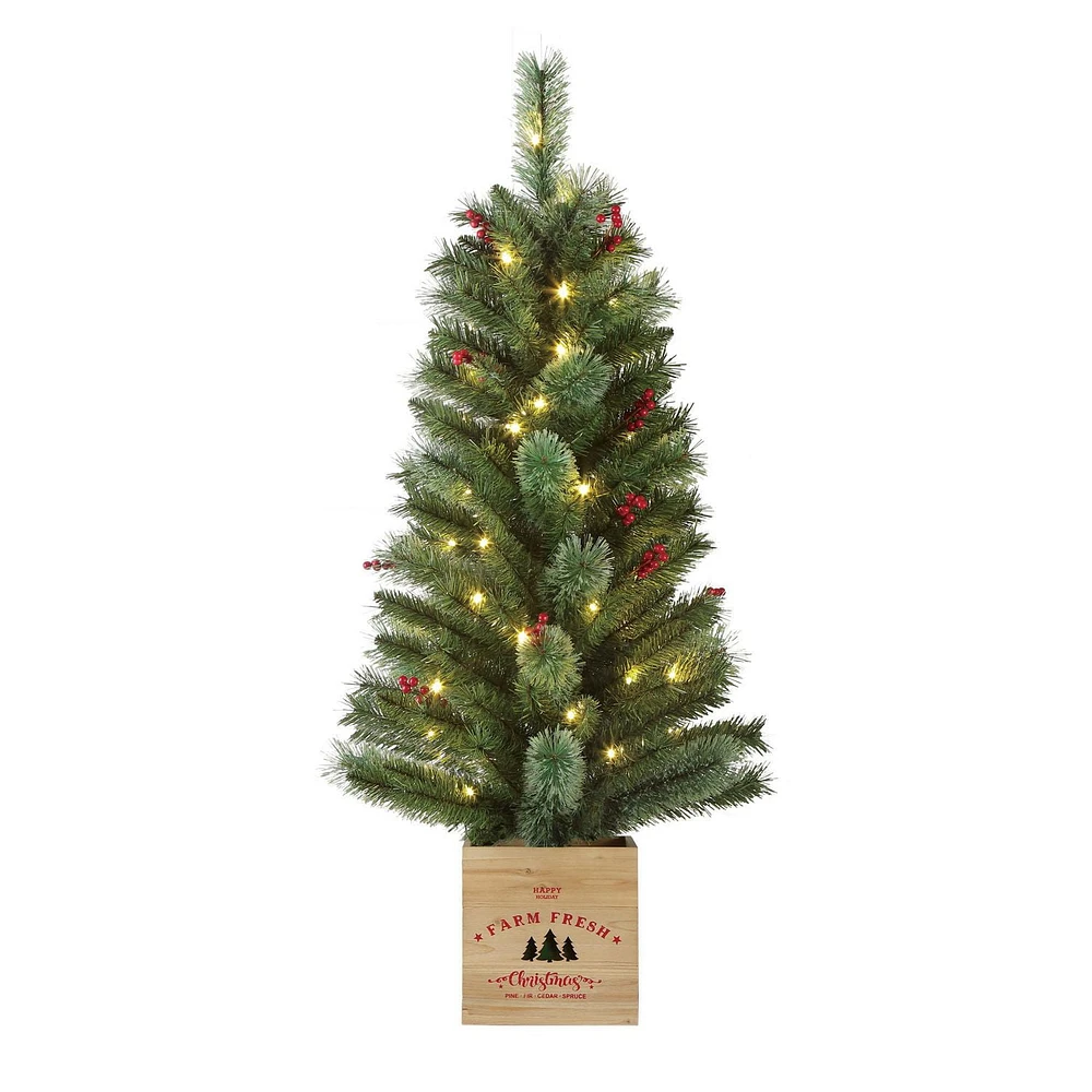 Holiday Time 4' Pre-Lit Dexter Christmas Porch Tree-Green