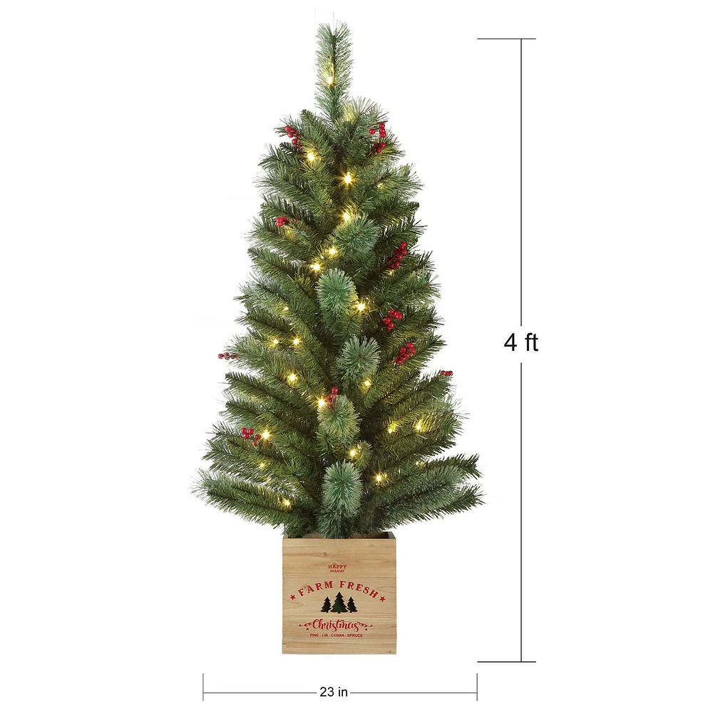 Holiday Time 4' Pre-Lit Dexter Christmas Porch Tree-Green