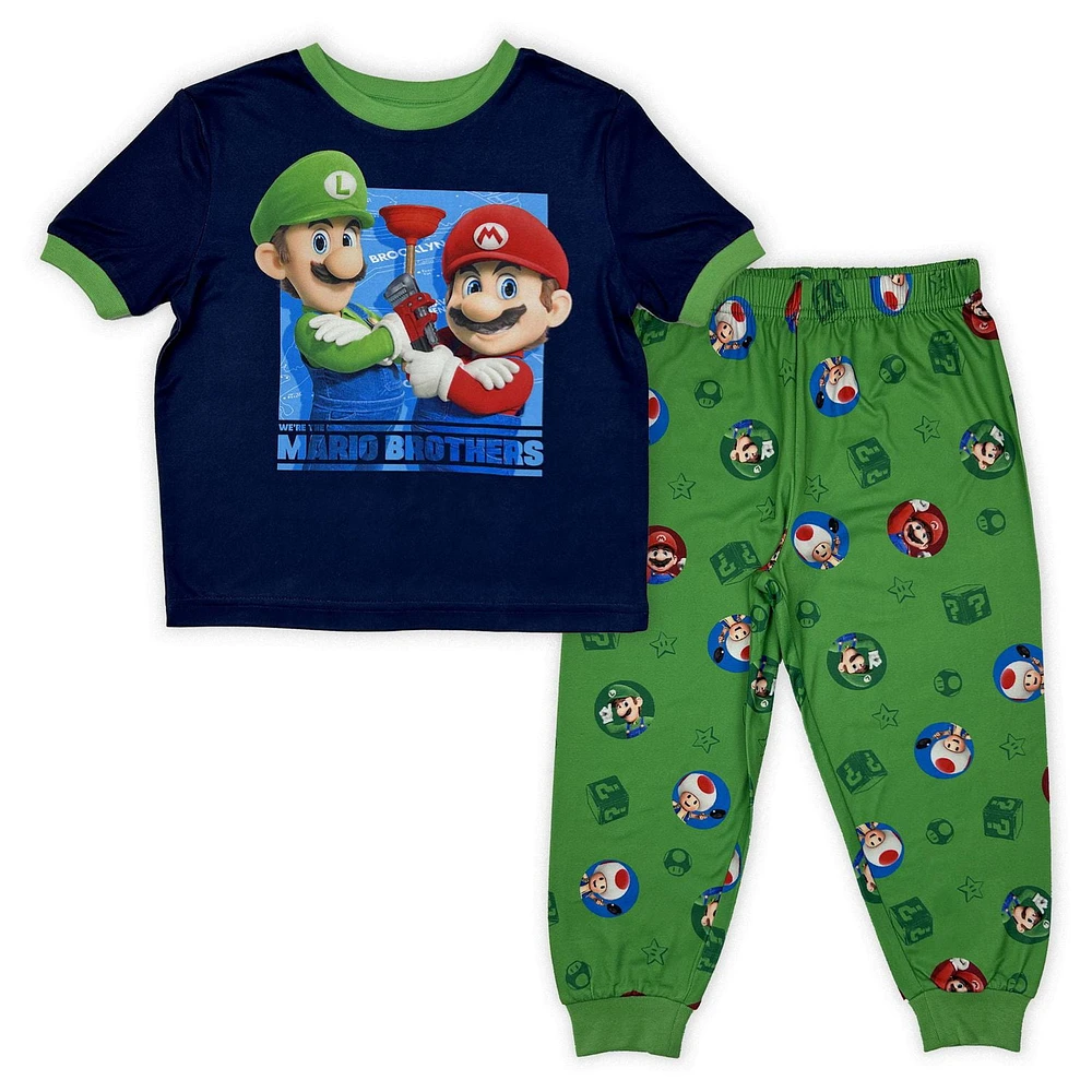 Super Mario Bros Ensemble de pyjama 2 pièces à manches courtes pour garçon