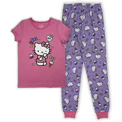 Hello Kitty Ensemble de pyjama 2 pièce pour fille. L'ensemble comprends un Haute à manche courte et un panatalon long