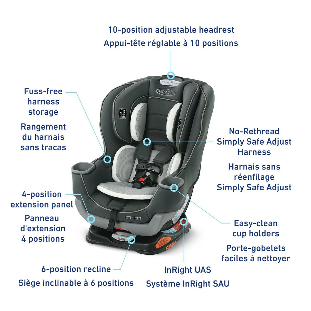 Graco Extend2Fit Convertible Car Seat, Child Weight 4-65 lbs