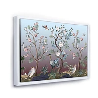 Designart Chinoiserie With Birds and Peonies XI FLOAT FRAME WALL ART