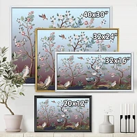 Designart Chinoiserie With Birds and Peonies XI FLOAT FRAME WALL ART