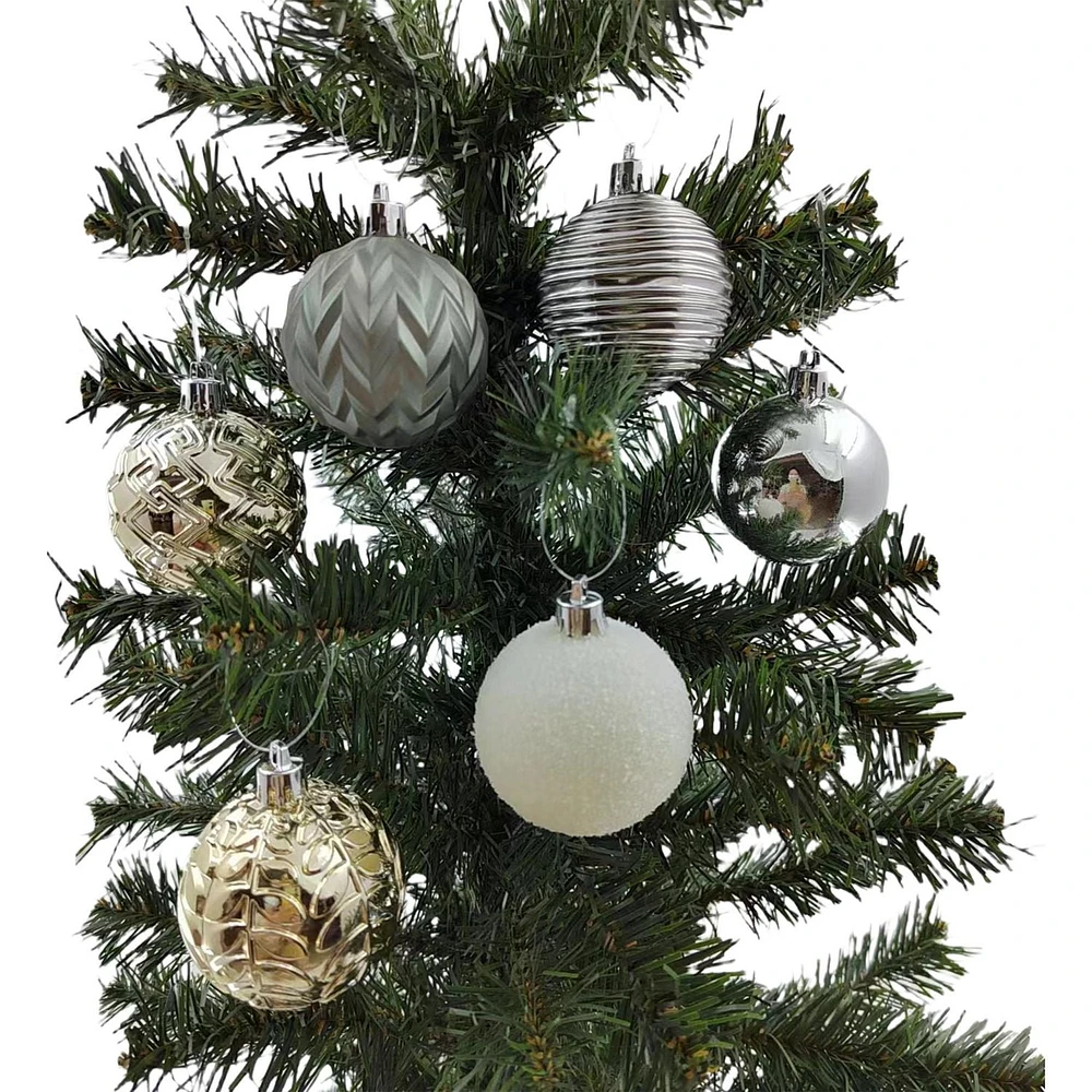 Holiday Time 24 Count Shatterproof Ornaments-Grey/Gold/Silver/White