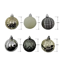 Holiday Time 24 Count Shatterproof Ornaments-Grey/Gold/Silver/White