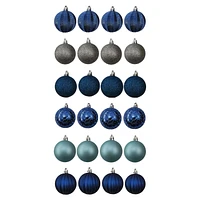 Holiday Time 24 Count Shatterproof Ornaments-Blue/Teal/Silver