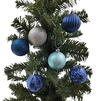 Holiday Time 24 Count Shatterproof Ornaments-Blue/Teal/Silver