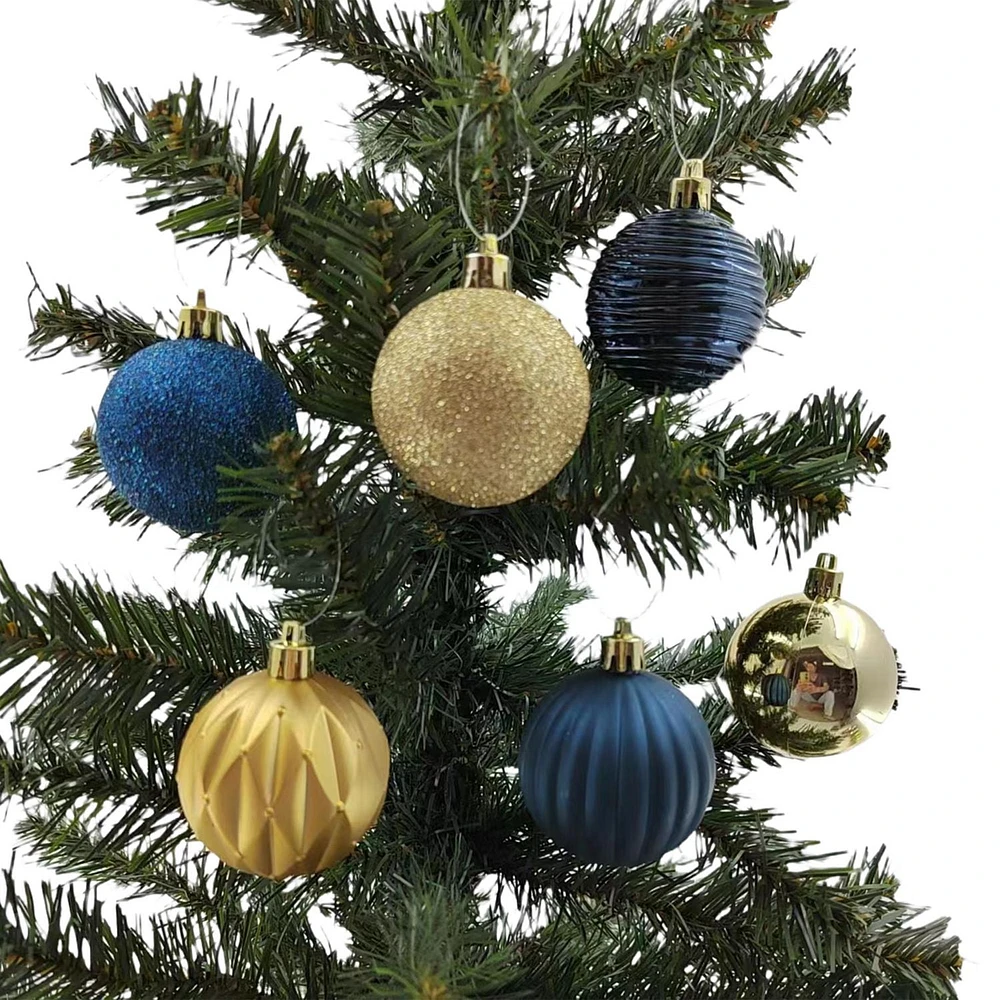 Holiday Time 24 Count Shatterproof Ornaments-Blue/Gold