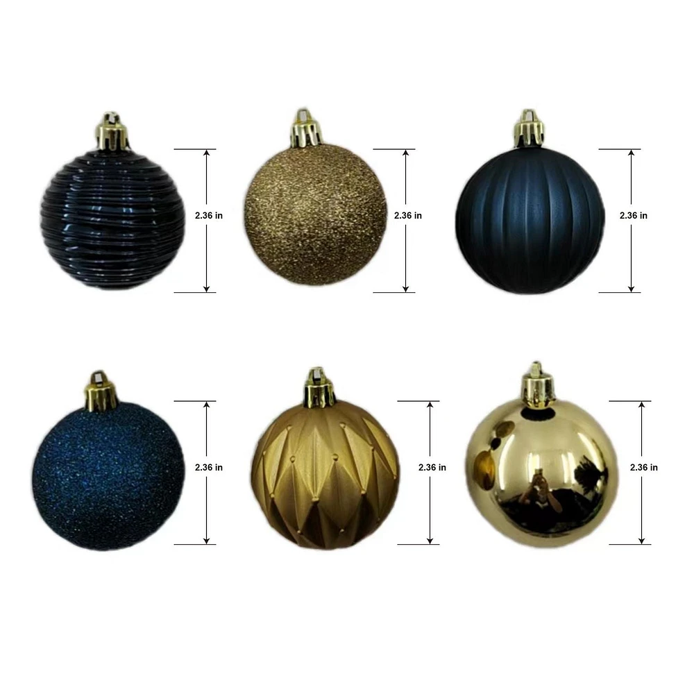 Holiday Time 24 Count Shatterproof Ornaments-Blue/Gold