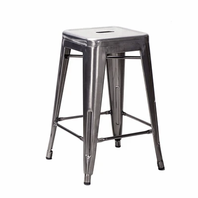 Nicer Furniture Industrial Backless Metal Industrial Stack Counter Gunmetal Stools