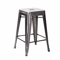 Nicer Furniture Industrial Backless Metal Industrial Stack Counter Gunmetal Stools