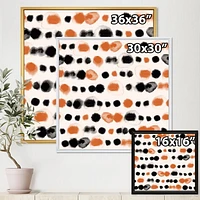 Designart Black and Orange Polka Dots FLOAT FRAME WALL ART