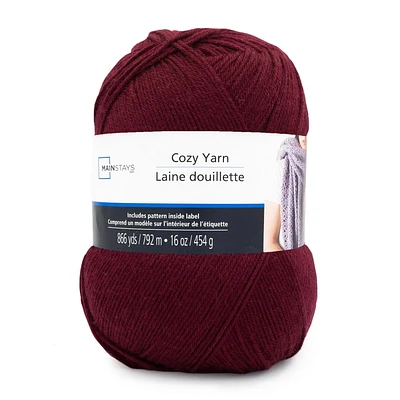 Mainstays Cozy Medium Acrylic Yarn 1 Ball, 454g / 792m, Acrylic Yarn 454g 792m