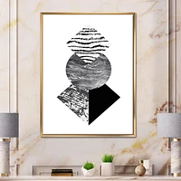 Designart Tropical Palm Leaf With Abstract Geometry Shapes I FLOAT FRAME WALL ART