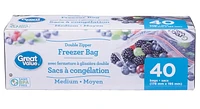 Great Value Slider Freezer Bags, 40 Bags, 178 mm x 195 mm