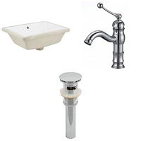 in. W CUPC Rectangle Bathroom Undermount Sink Set In White - Chrome Hardware