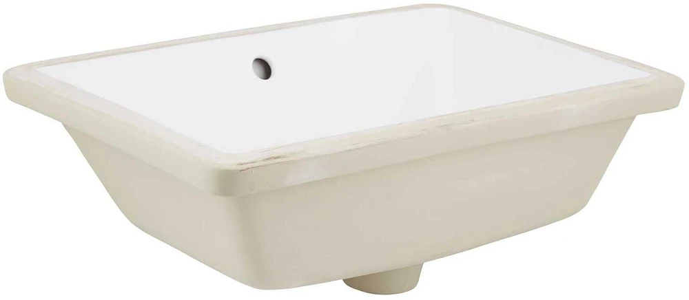 in. W CUPC Rectangle Bathroom Undermount Sink Set In White - Chrome Hardware