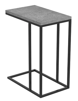 Safdie & Co. Accent Table 20L C-Shaped Dark Cement Black Metal