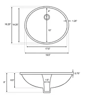 19.5-in. W CUPC Oval Bathroom Undermount Sink Set In White