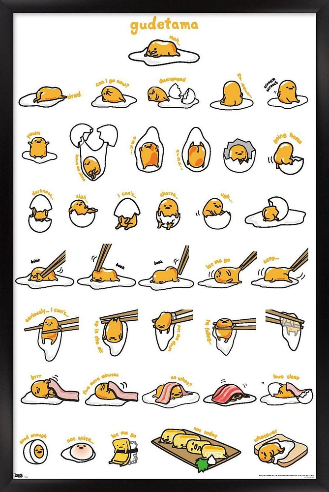 Gudetama - Grid Wall Poster, 14.725" x 22.375" Framed