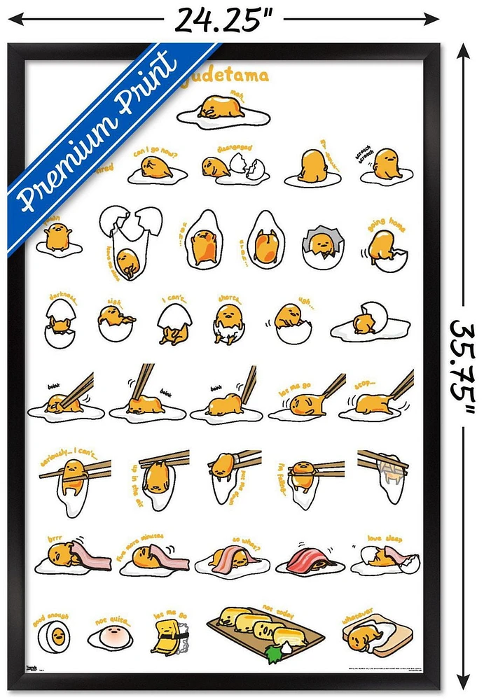 Gudetama - Grid Wall Poster, 14.725" x 22.375" Framed