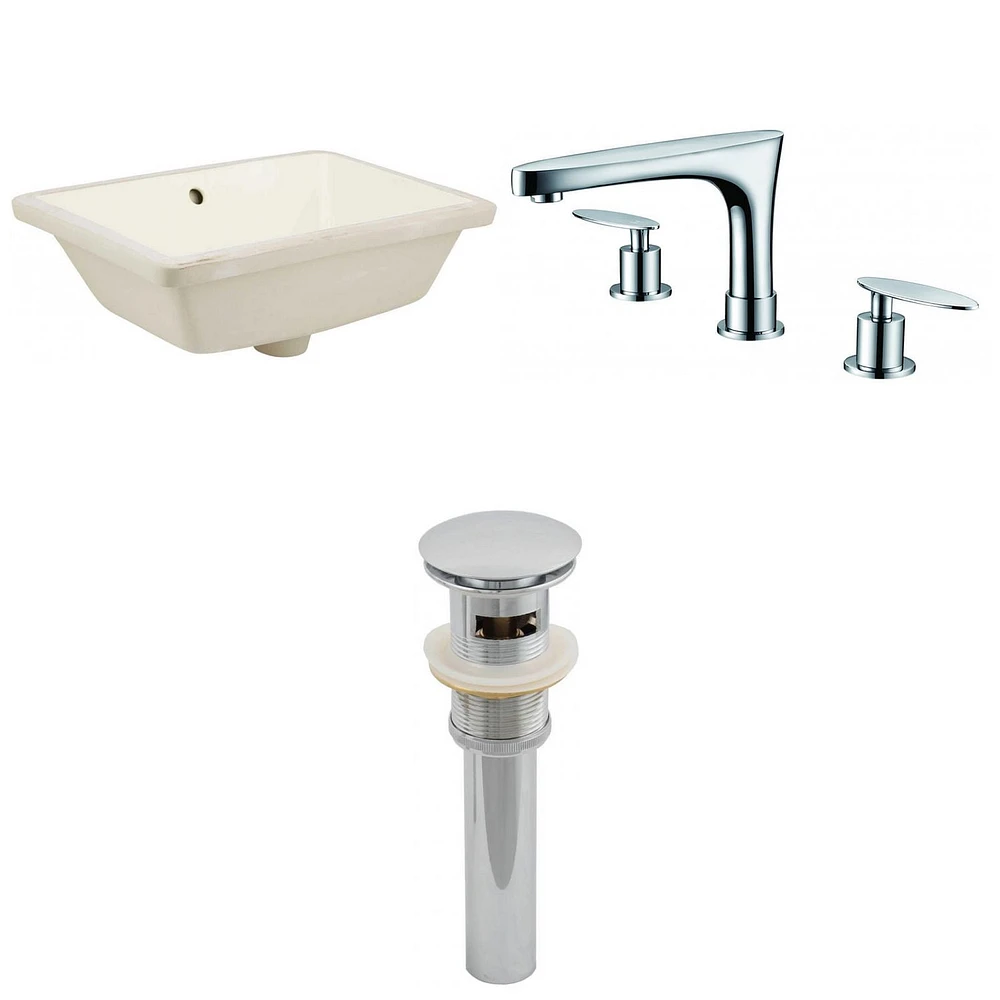 18.25-in. W CUPC Rectangle Bathroom Undermount Sink Set In Biscuit