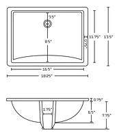 18.25-in. W CUPC Rectangle Bathroom Undermount Sink Set In Biscuit