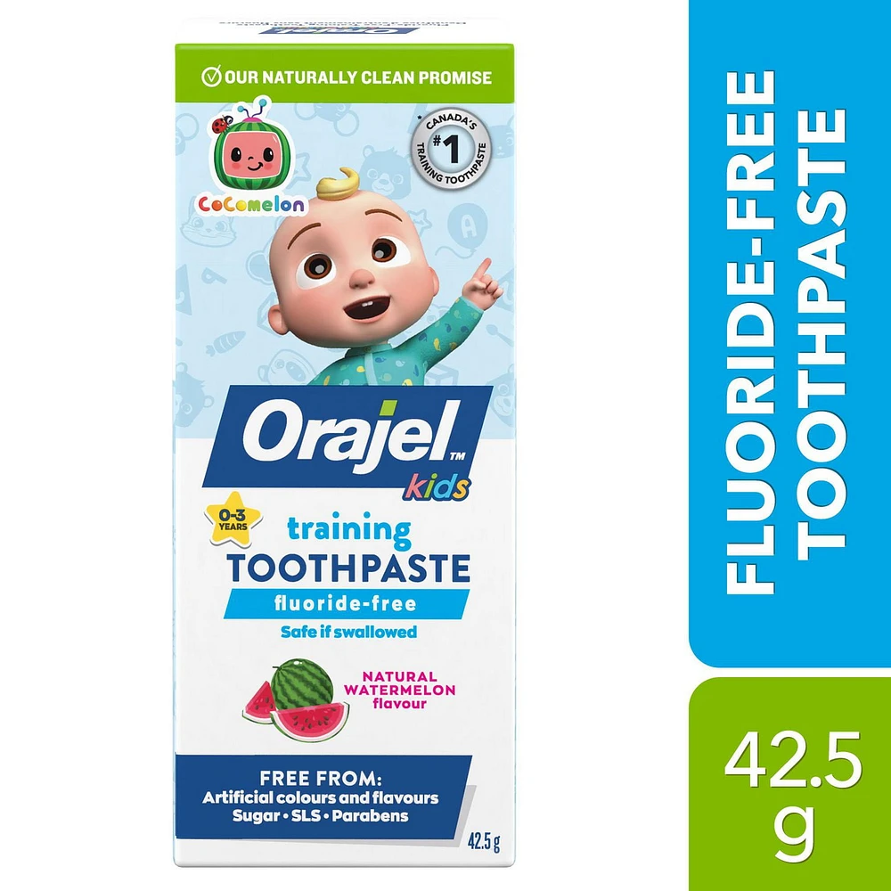 Orajel Kids Cocomelon Training Toothpaste Fluoride Free, Natural Watermelon Flavour