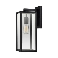 Bowery 1-Light Matte Black Outdoor Wall Sconce with Clear Glass Shade