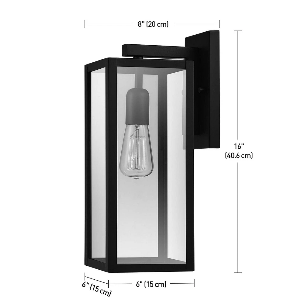 Bowery 1-Light Matte Black Outdoor Wall Sconce with Clear Glass Shade