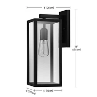 Bowery 1-Light Matte Black Outdoor Wall Sconce with Clear Glass Shade