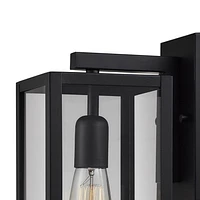 Bowery 1-Light Matte Black Outdoor Wall Sconce with Clear Glass Shade