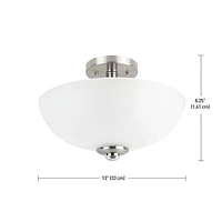 Hudson 2-Light Brushed Nickel Semi-Flush Mount Ceiling Light with Chrome Accents