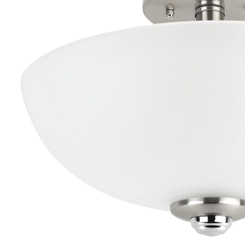 Hudson 2-Light Brushed Nickel Semi-Flush Mount Ceiling Light with Chrome Accents