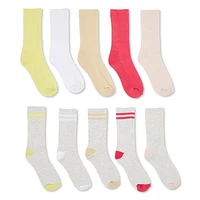 George Girls' Crew Socks 10-Pack Sizes 11/2-3/6