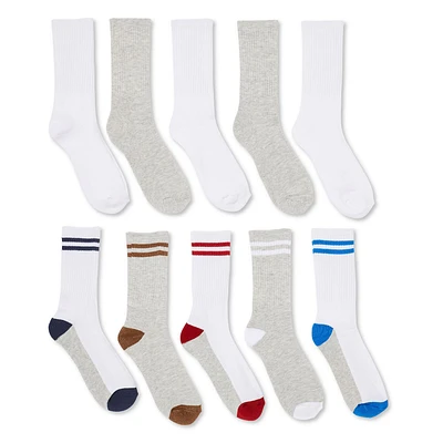 George Boys' Crew Socks 10-Pack Sizes 11/2-3/9