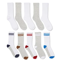 George Boys' Crew Socks 10-Pack Sizes 11/2-3/9